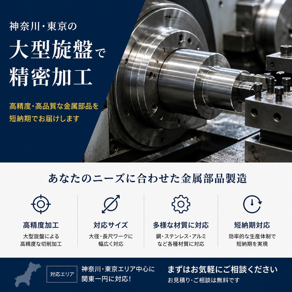 神奈川・東京の大型旋盤で精密加工、あなたのニーズに合わせた金属部品製造