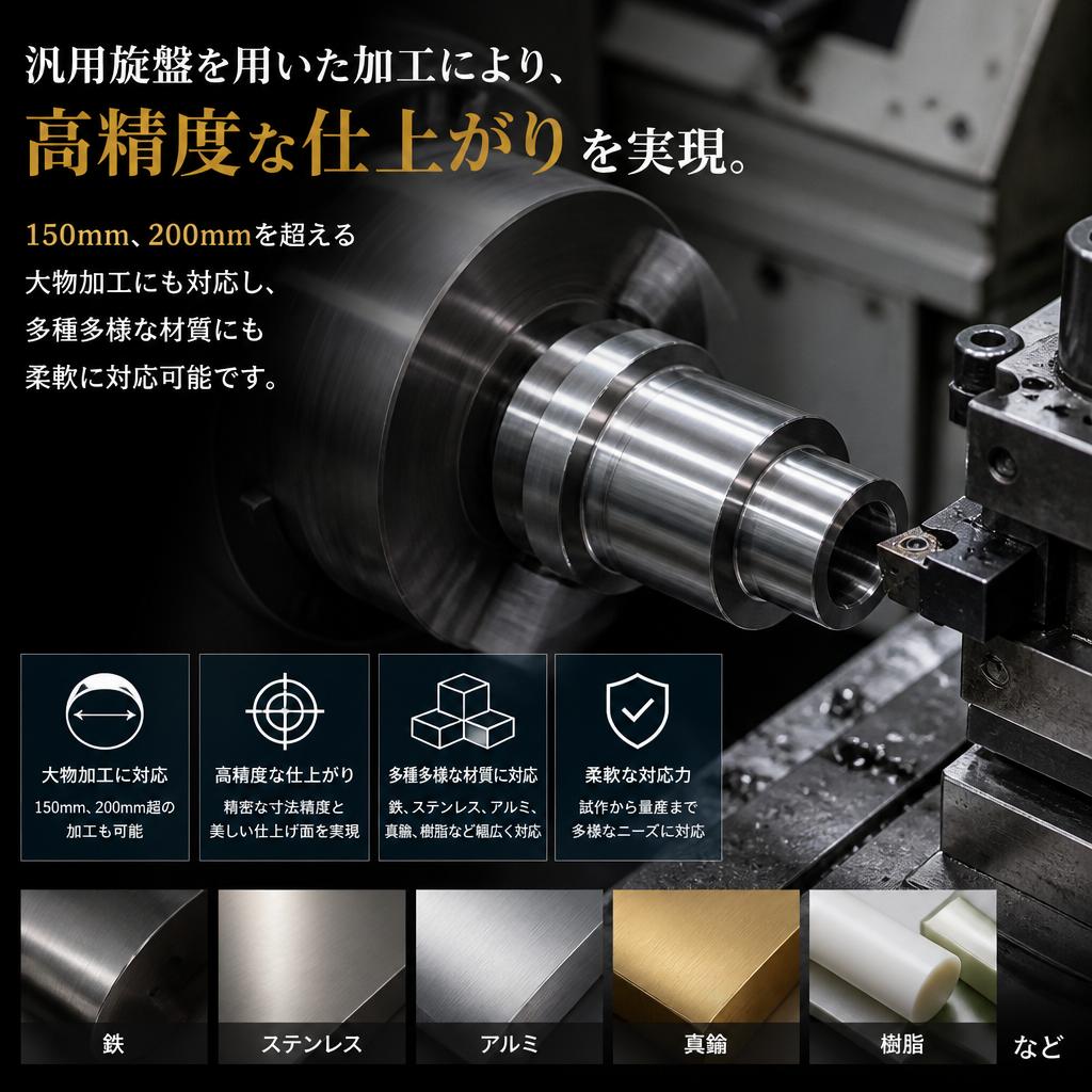 汎用旋盤による高精度加工