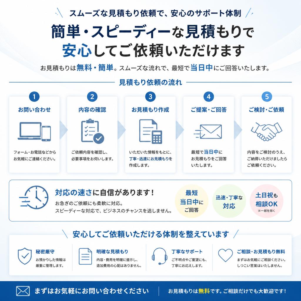 見積もりの流れと対応スピード
