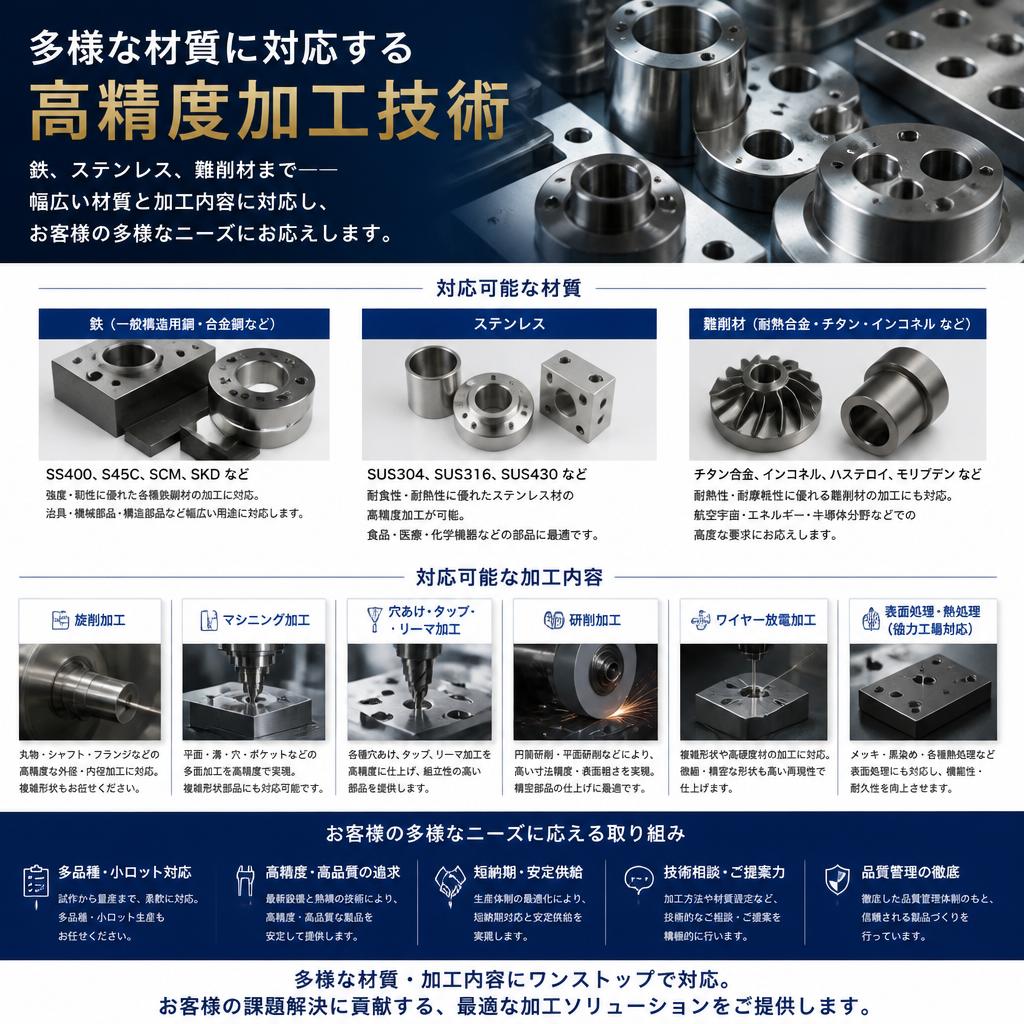 3. 対応可能な材質と加工内容