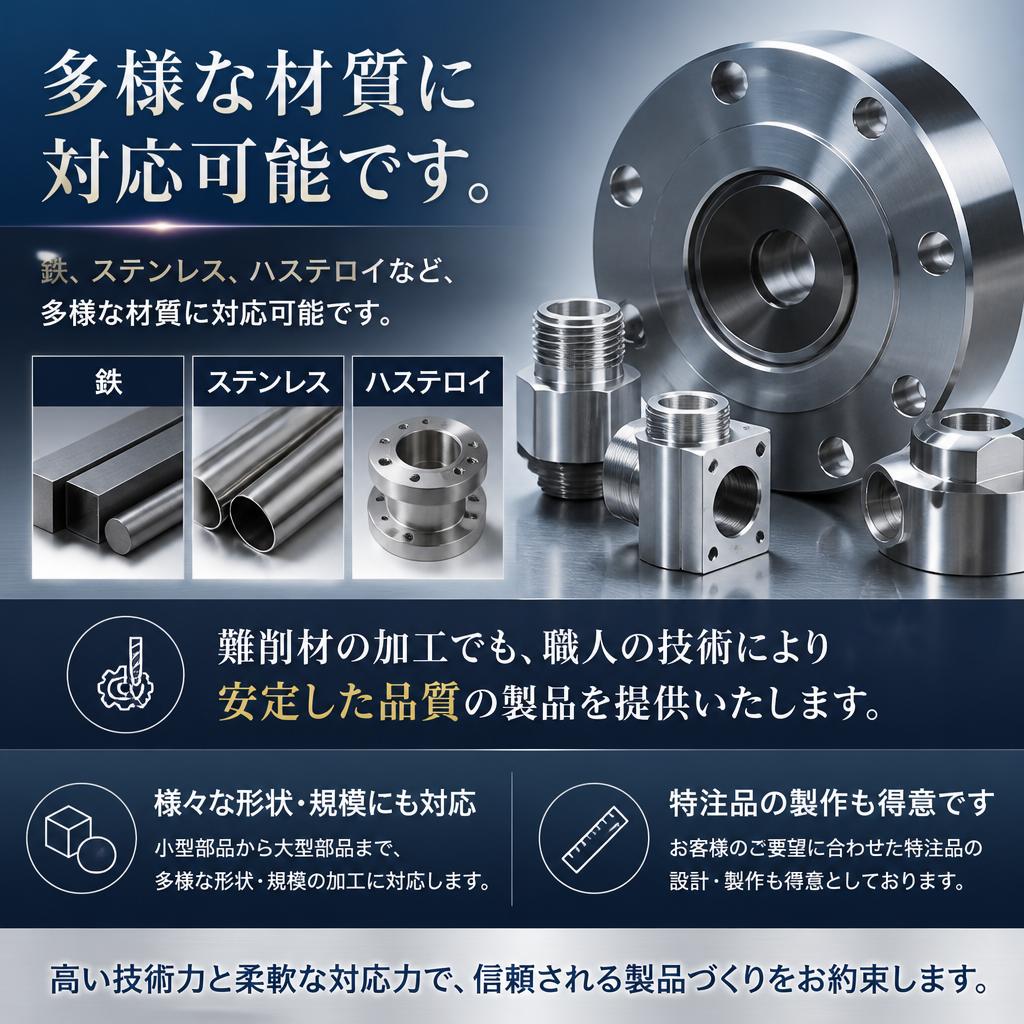 対応可能な材質と加工技術