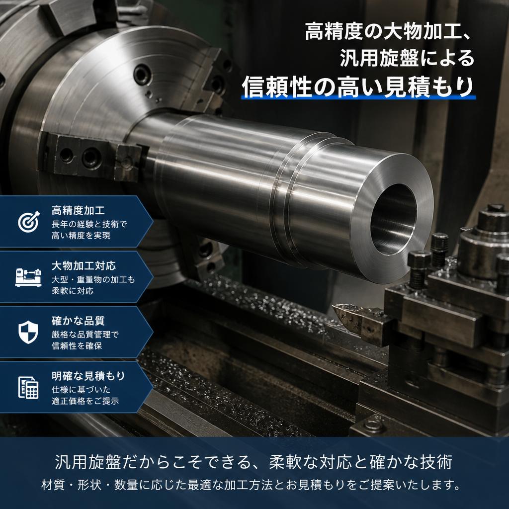 高精度の大物加工、汎用旋盤による信頼性の高い見積もり