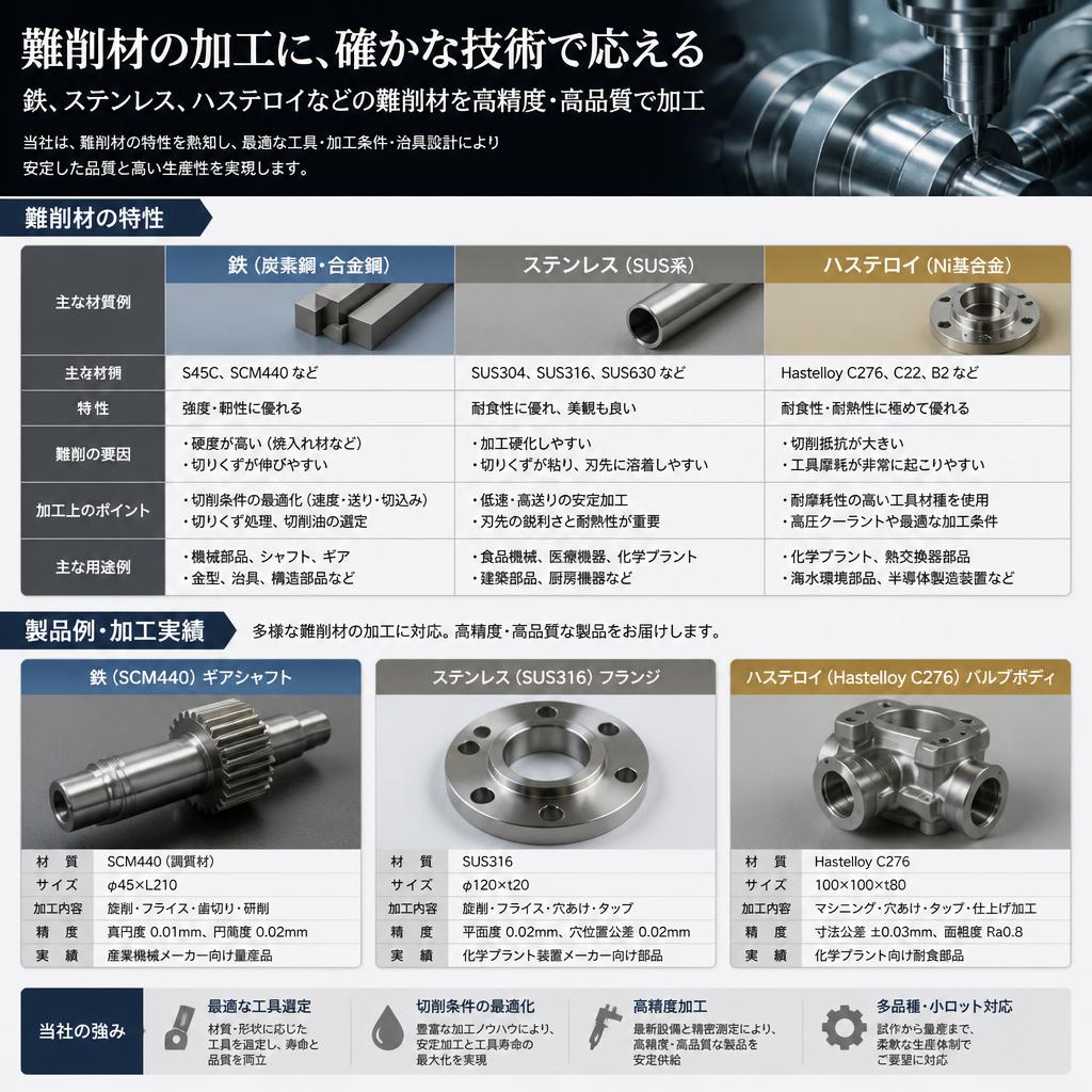 対応可能な材質と製品例